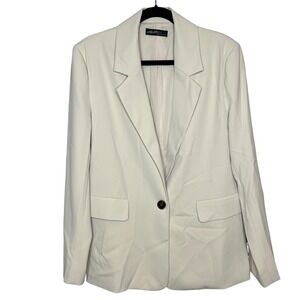 On Twelfth Blazer Large Ivory White Single Button Modern Minimalist